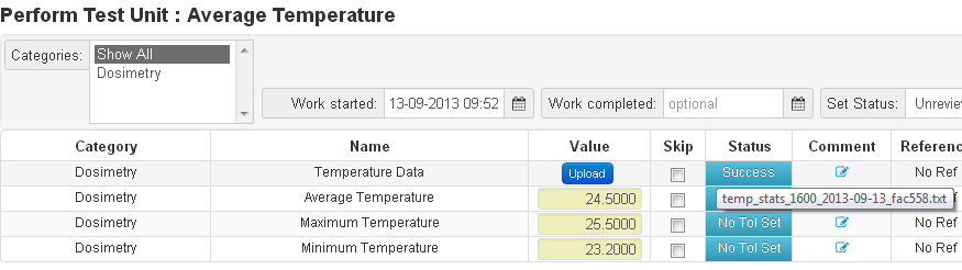 Example upload test in action
