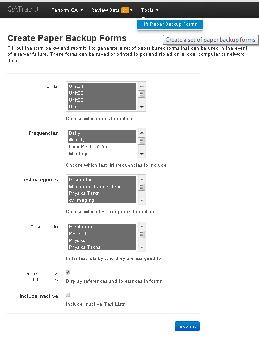 Paper based backup form filters