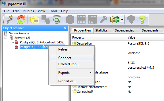 Connect to PostgreSQL server