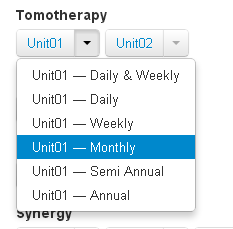 Select unit dropdown button