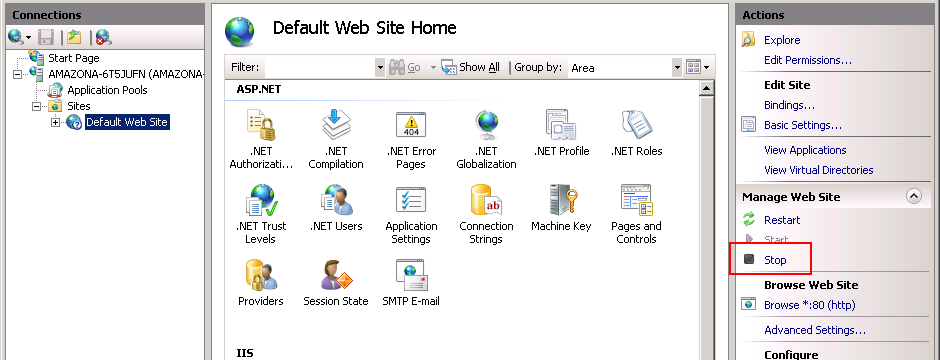 Stop default web site