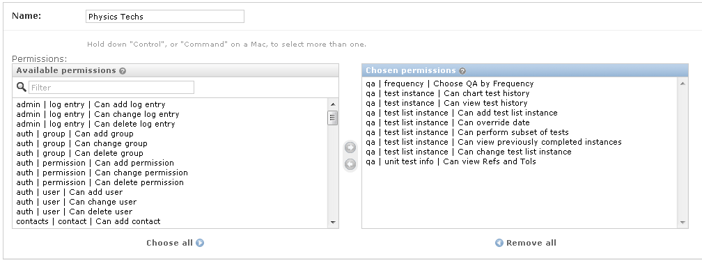 Physics Techs Permissions