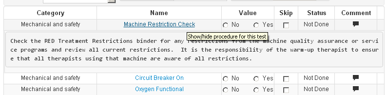 Embedded test procedure