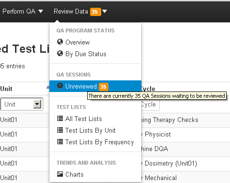 Unreviewed menu option